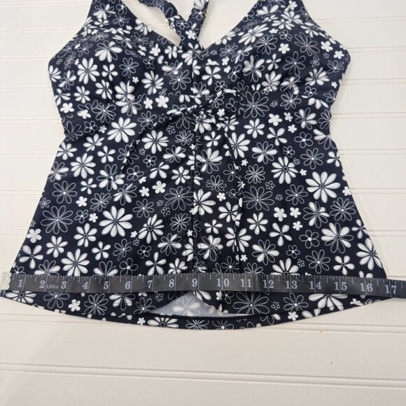 Salt + Cove Black Floral Daisy Print Tankini Top Juniors Plus Size 0 12/14 - Picture 13 of 14